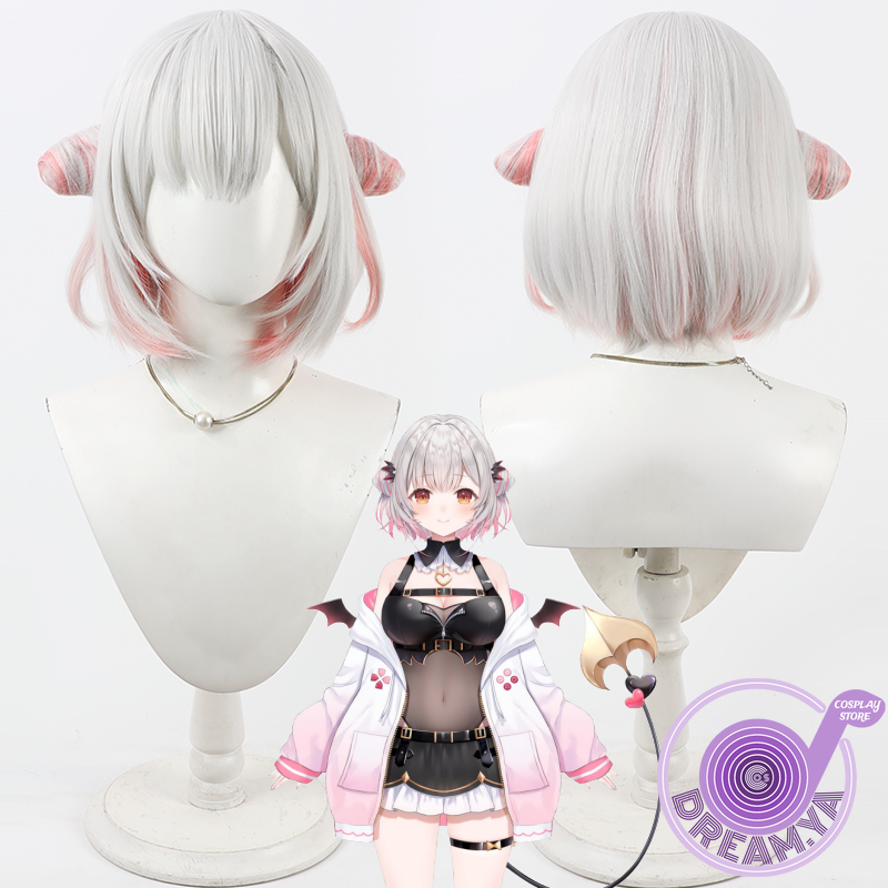 Synthetic Wigs - Suou Patra Cosplay perruque Vtuber gris