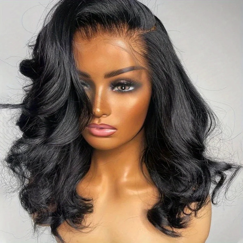 Glueless Wear And Go Human Hair Wig - Perruque Courte Bob Ondulée 200% Body