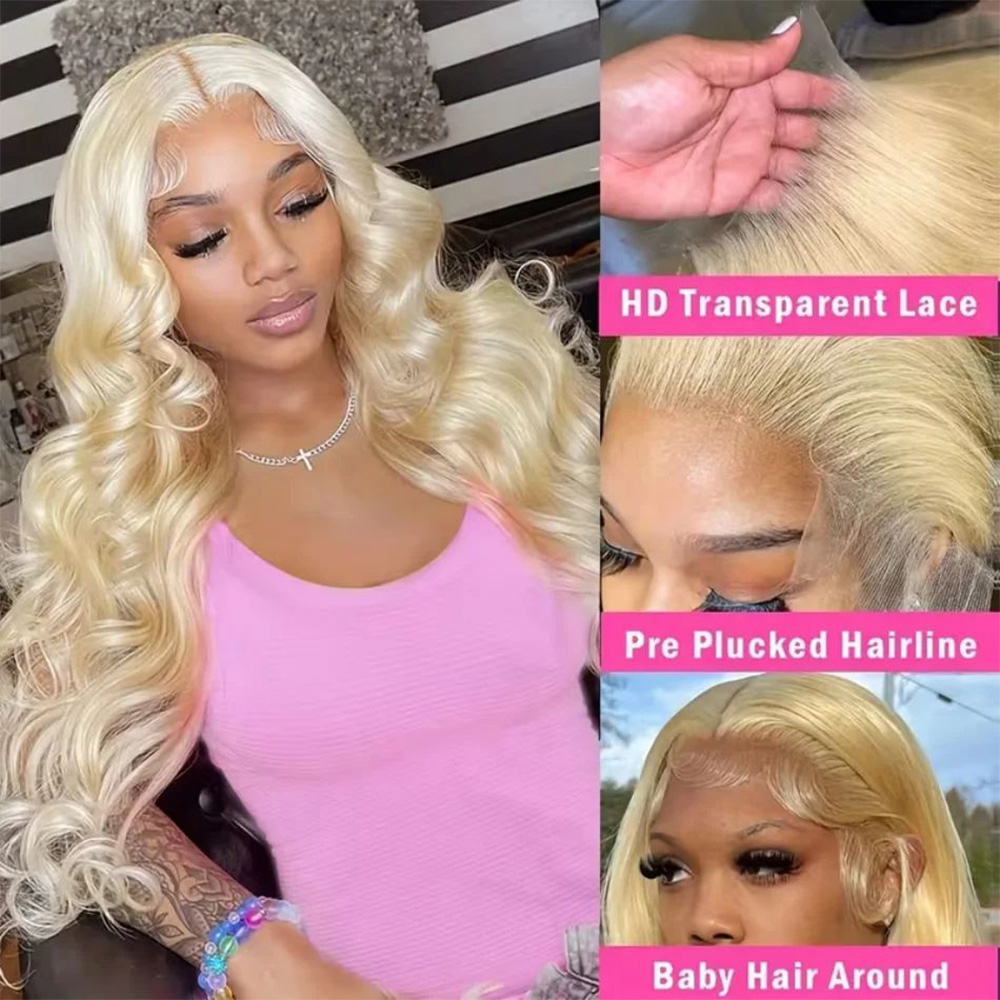 613 Blonde Body Wave Lace Front Wig - 613 Perruque frontale en dentelle transparente