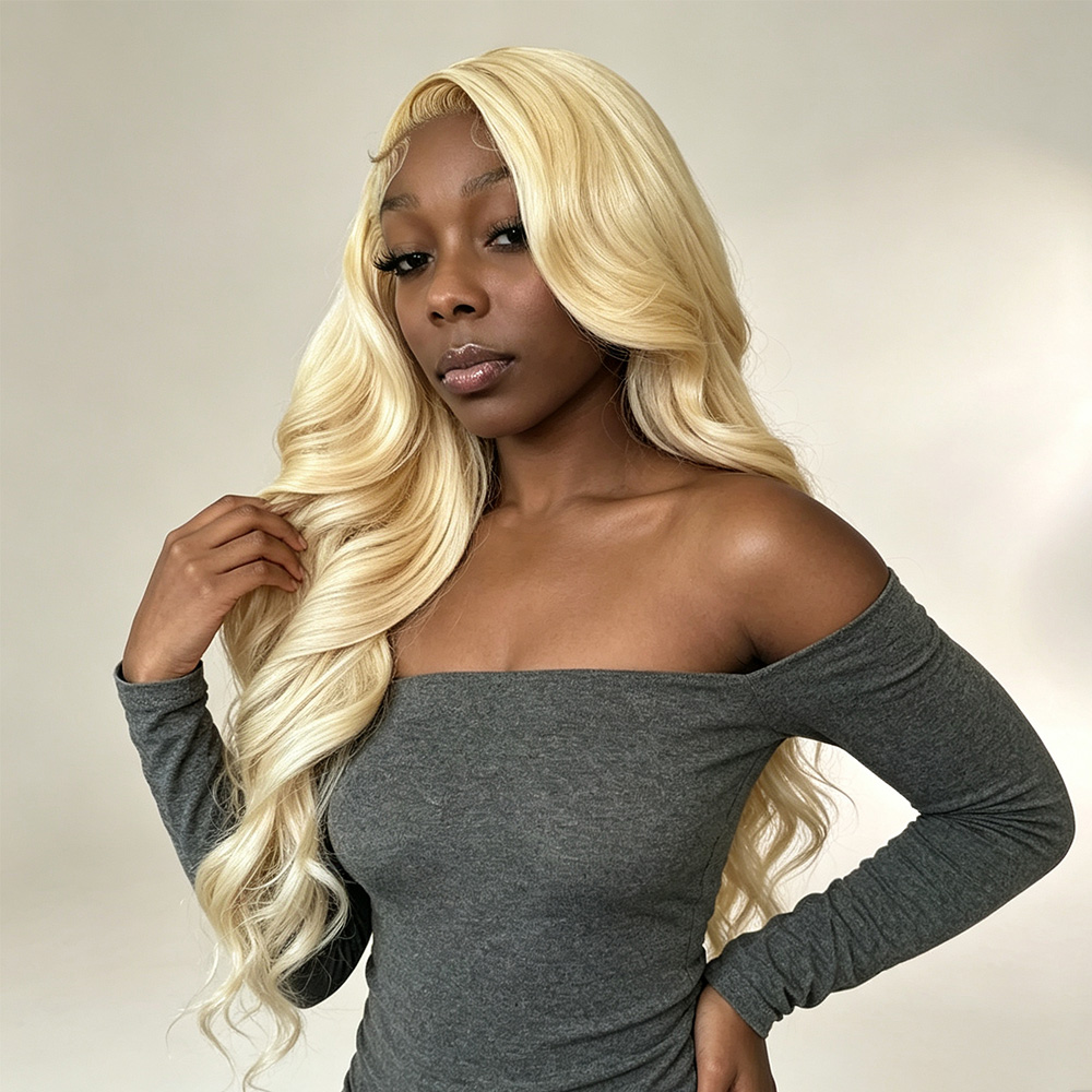613 Blonde Body Wave Lace Front Wig - Perruque frontale en dentelle HD transparente
