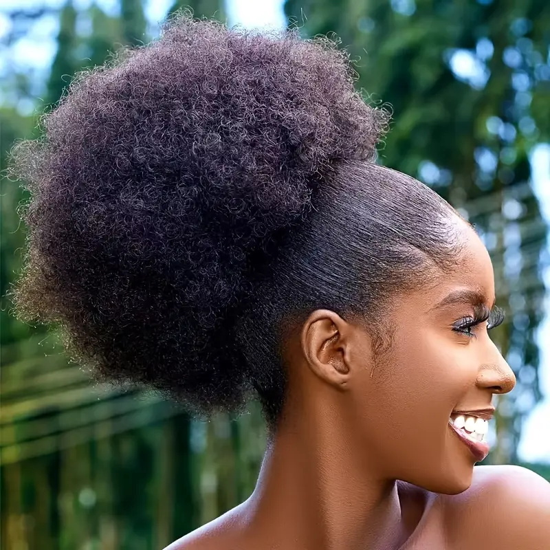 Drawstring Afro Curly Puff Ponytail - 1pc femmes 10 pouces Afro crépus