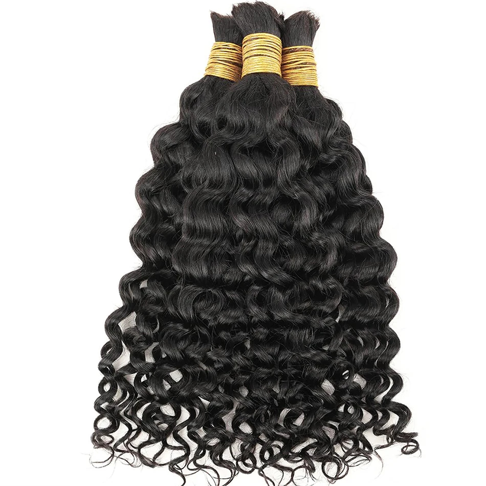 Cheveux humains ondulés pour t - Water Wave Bulk Human Hair For Braiding avis et prix
