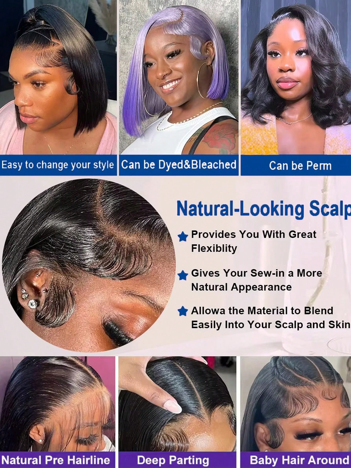 Perruques Gowik à densité 250  - Pre Parted 13X4 Lace Front Bob Wig avis et prix