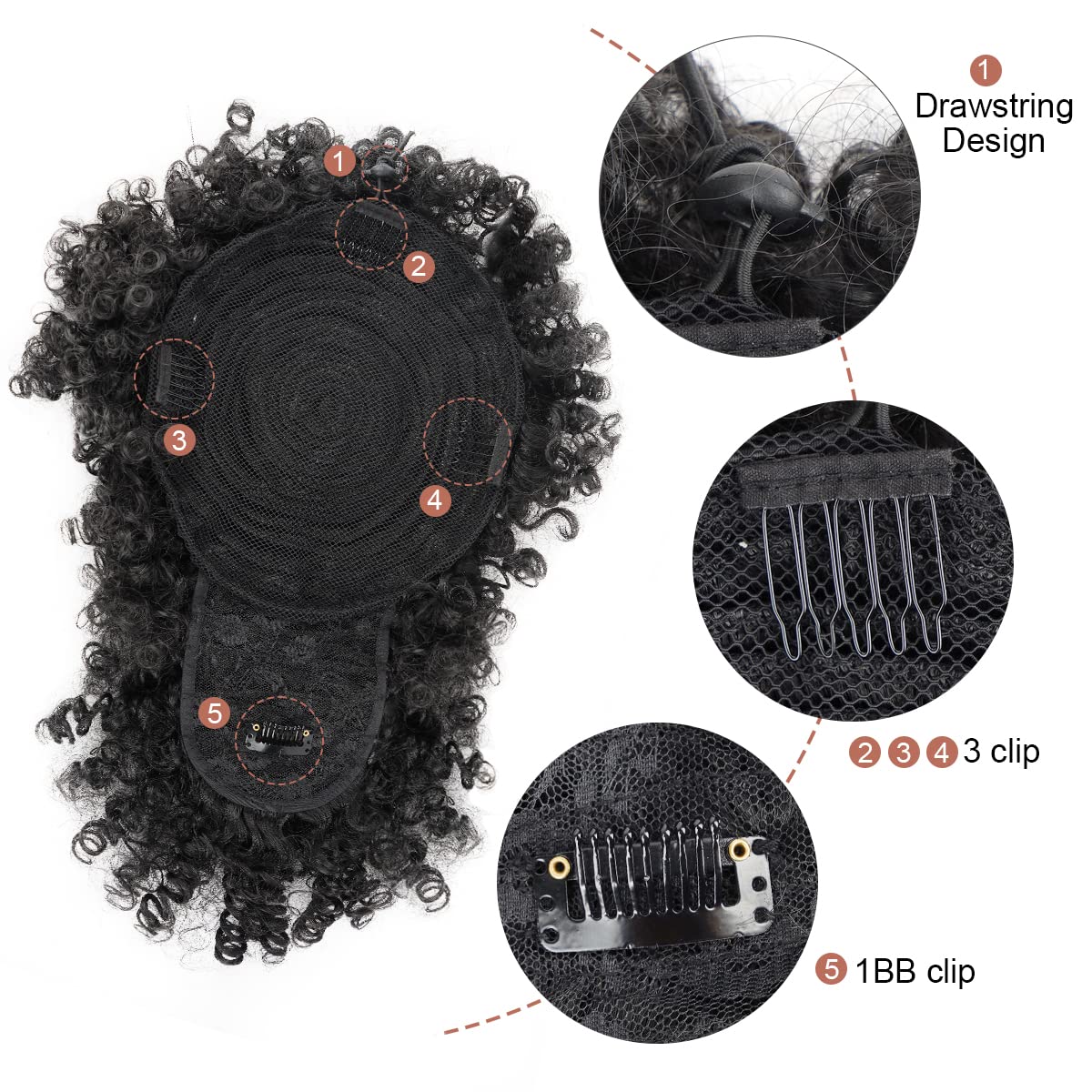 Queue de cheval synthétique Af - Drawstring Afro Curly Puff Ponytail avis et prix