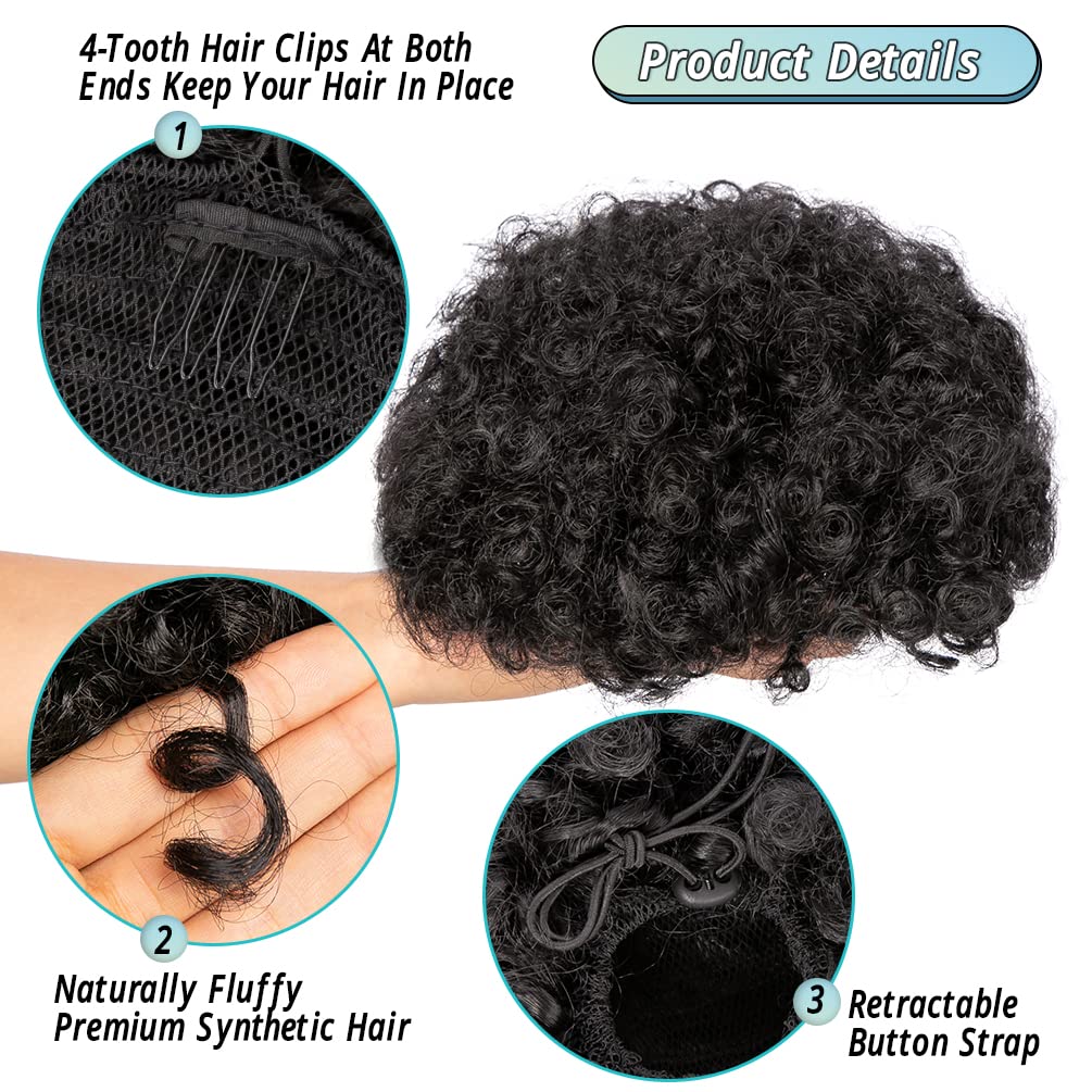 Queue de Cheval Synthétique Af - Drawstring Afro Curly Puff Ponytail avis et prix