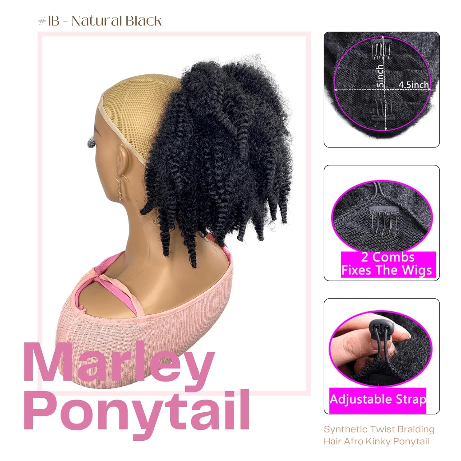 Queue de cheval synthétique co - Drawstring Afro Curly Puff Ponytail avis et prix