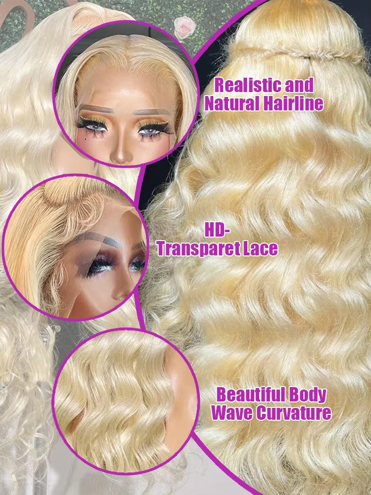 Perruque en cheveux humains bl - 613 Blonde Body Wave Lace Front Wig avis et prix