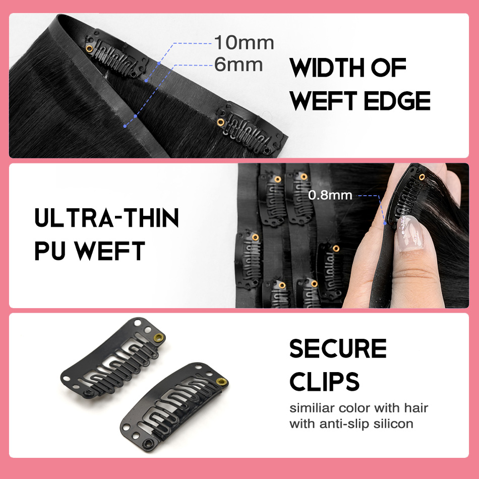 Extensions de cheveux à clipse - Seamless Clip In Hair Extensions Human Hair avis et prix